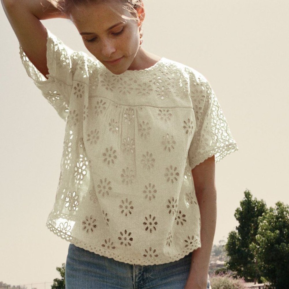 DOEN Delphine Top Size Large Color Salt NWOT